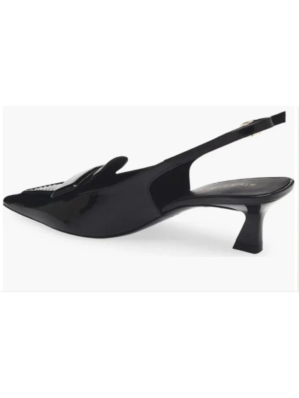 Stuart Weitzman Black Patent Leather Slingback Sovinnie Kitten Heels 8.5